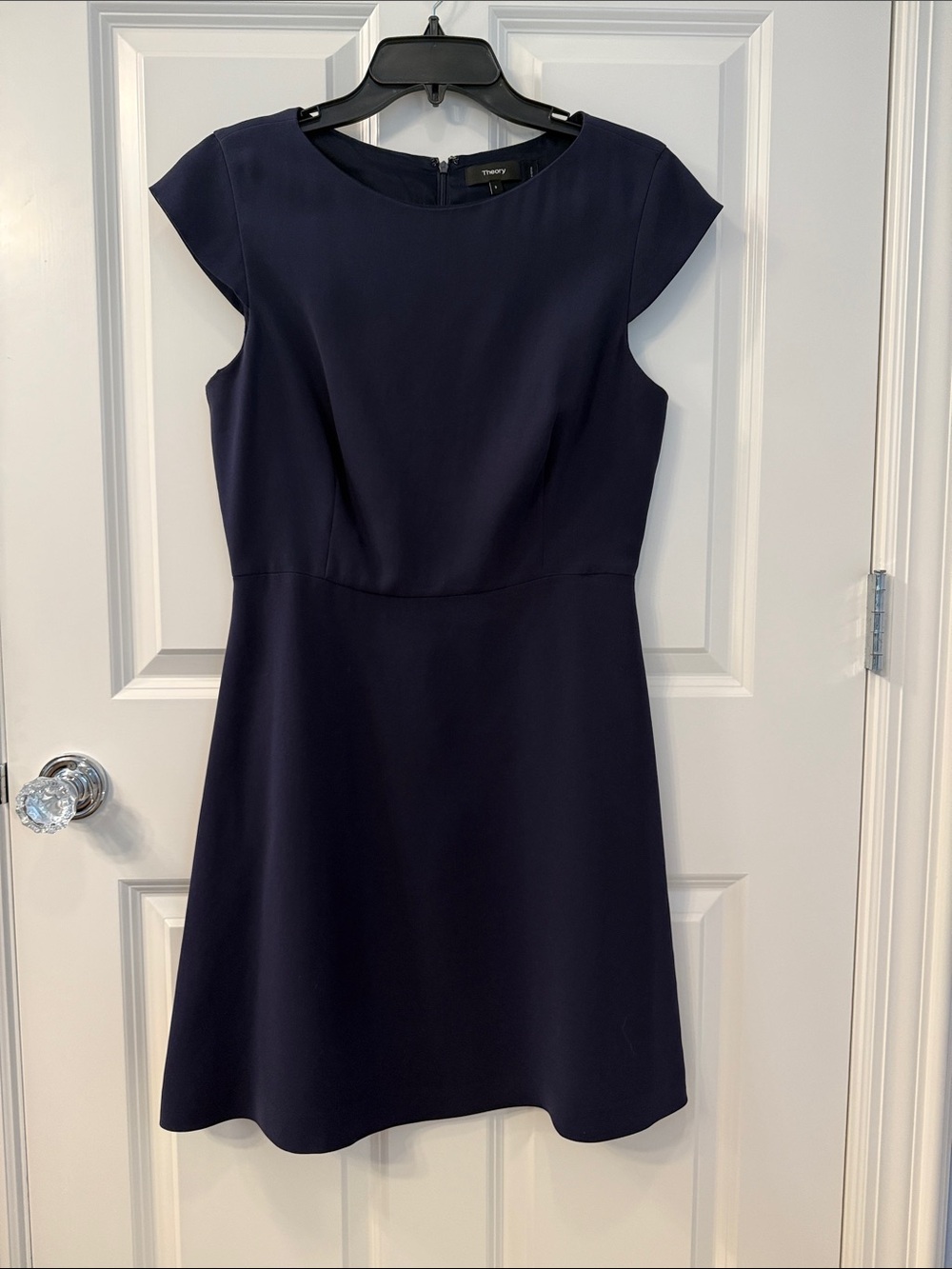 Theory Navy Shift Cap Sleeve Dress